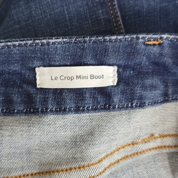 Frame Le Crop Mini Boot Ankle Flare High Rise Dark Wash Frayed Cutoff Jeans 28 - Picture 14 of 16